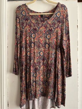 intro. Paisley Swing Tunic in Navy, Red, and Gold